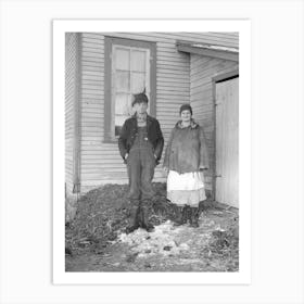 Edgar Allen And His Wife At The Rear Of House On Farm Near Milford, Iowa By Russell Lee Art Print