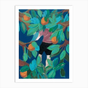 Orange Tree Climber Art Print