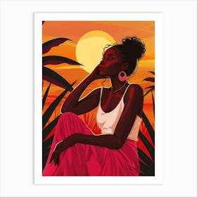 Black Woman At Sunset Art Print