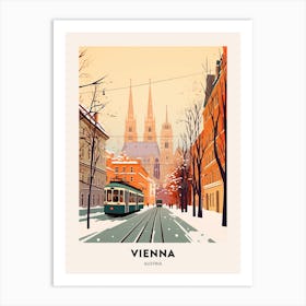 Vintage Winter Travel Poster Vienna Austria 4 Art Print