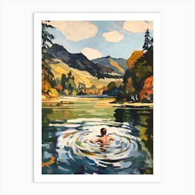 Wild Swimming At Loch Achray Scotland 2 Art Print