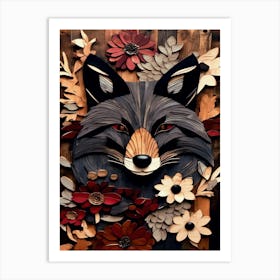 Carved Wood Fox Art1 Art Print