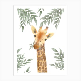 Watercolour Giraffe Neutral Boho Print Art Print