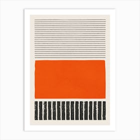 Bright Orange Black Line Art Print