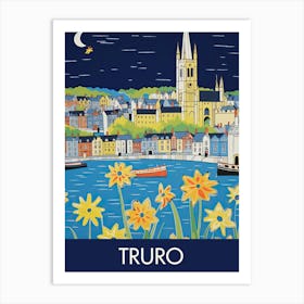 Truro England Night Travel Print Painting Cute Art Print
