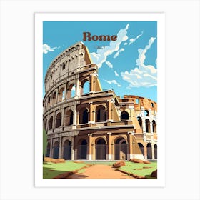 Rome Italy Colosseum Modern Travel Art Art Print