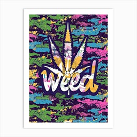 Luminous Marijuana Leaves Art Print