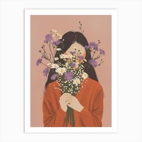 Spring Girl With Purple Flowers 7 Art Print