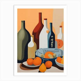 Oranges And Bottles Art Print