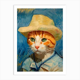 Portrait of a cat, Vincent van Gogh, yellow hat Art Print