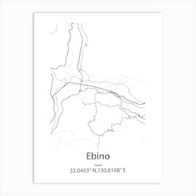 Ebino,Japan Minimalist Map Art Print