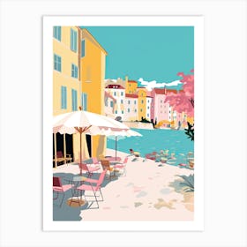 Nice, France, Flat Pastels Tones Illustration 1 Art Print