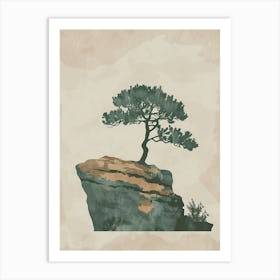 Juniper Tree Minimal Japandi Illustration 3 Art Print