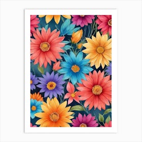 Colorful Flowers Art Print