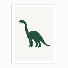 Green Brachiosaurus Silhouette  Art Print