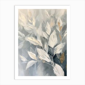 White And Gold Leaves Art Print