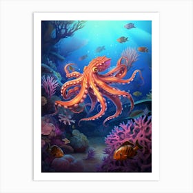 Octopus Searching For Prey Illustration 1 Art Print