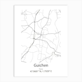 Guichen,France Minimalist Map Art Print