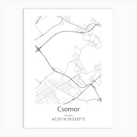 Csomor,Hungary Minimalist Map Art Print