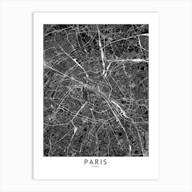 Paris Black And White Map Art Print
