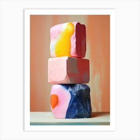 Stack Of Marshmallows, Stones Art Art Print