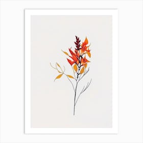 Firethorn Floral Minimal Line Drawing 2 Flower Art Print