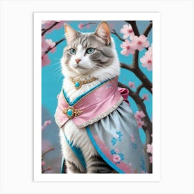 Cat In Kimono Art Print