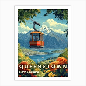 Queenstown, New Zealand Stunning Mountain Views Poster Art Print