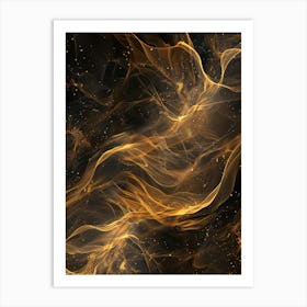 Abstract Golden Flames On Black Background Art Print