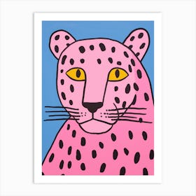 Pink Polka Dot Cougar 1 Art Print