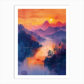 Sunset In The Mountains 8 Art Print