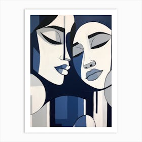 Two Women In Blue 2 Art Print