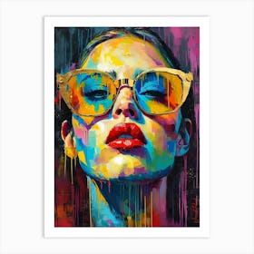 Vibrant Female With Glasses Art Print