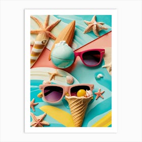 Ice Cream And Sunglasses Art Print