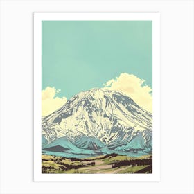 Mount St Helens Usa Color Line Drawing (7) Art Print