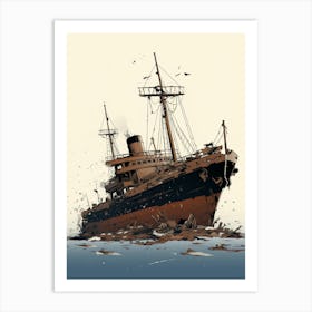 Titanic Ship Wreck Minimalist 2 Art Print