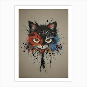 Cat Splatter Painting Art Print