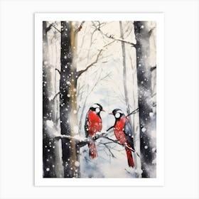 Winter Watercolour Woodpecker 1 Art Print