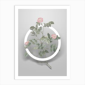 Vintage Sweetbriar Rose Minimalist Flower Geometric Circle on Soft Gray n.0238 Art Print