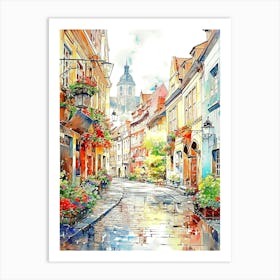 Prague Watercolor Painting Travel Art Print