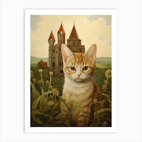 Wide Eyed Cat With Castle In The Distance Art Print