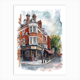 Redbridge London Borough   Street Watercolour 1 Art Print