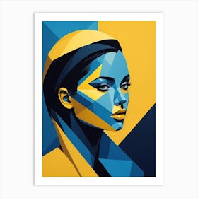Geometric Woman Portrait Pop Art Fashion Yellow (32) Art Print