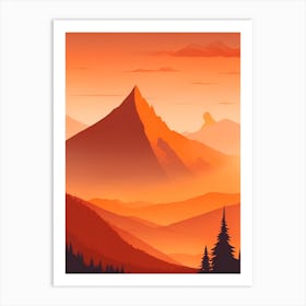 Misty Mountains Vertical Composition In Orange Tone 83 Art Print