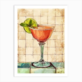Daiquiri Cocktail Rustic Illustration Art Print