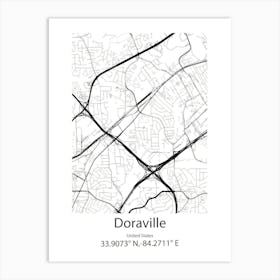 Doraville,United States Minimalist Map 1 Art Print