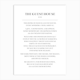 The Guest House Poem by Rumi Art Print