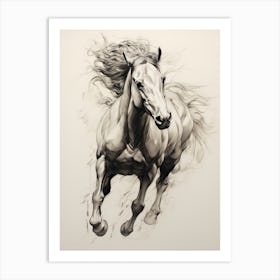 A Horse Painting In The Style Of Hatching And Cross Hatching 1 Art Print