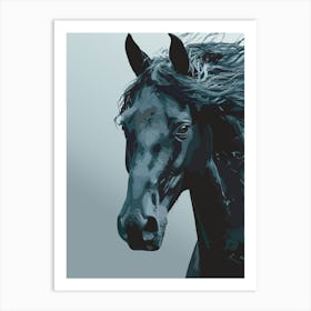 Majestic Black Horse Portrait Art Print