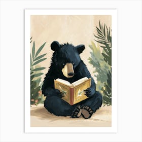 American Black Bear Reading Storybook Illustration 3 Art Print